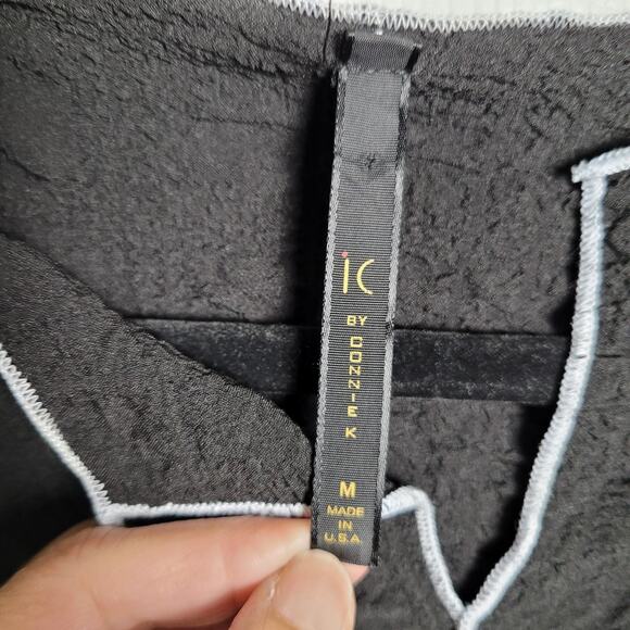 IC by Connie K Top Black Medium Textured Tunic Asymmetrical Boho Lagenlook - Picture 5 of 11